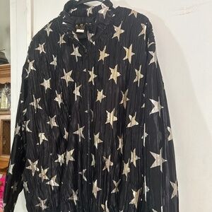 Vintage 80’s or 90’s gold star criinkled zip up jacket